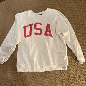 White USA Sweatshirt with Red Letters